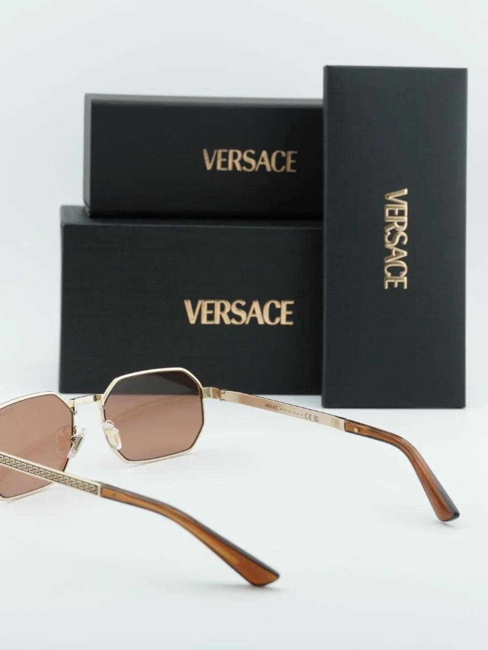 Versace VE2297 100273 Rectangle Sunglasses – Gold / Brown
